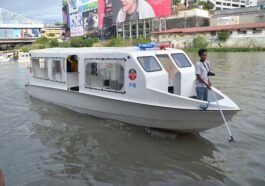 A newly blessed ferry boat (F-15) of the Pasig River Ferry network.