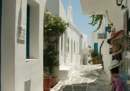 The main street in the old part of Lefkes on Paros by Zde via Wikipedia cc