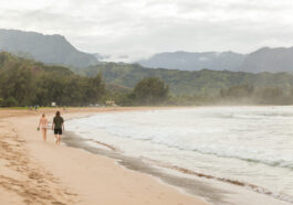 Walking along Hanalei beach, Hawaii photo via DepositPhotos