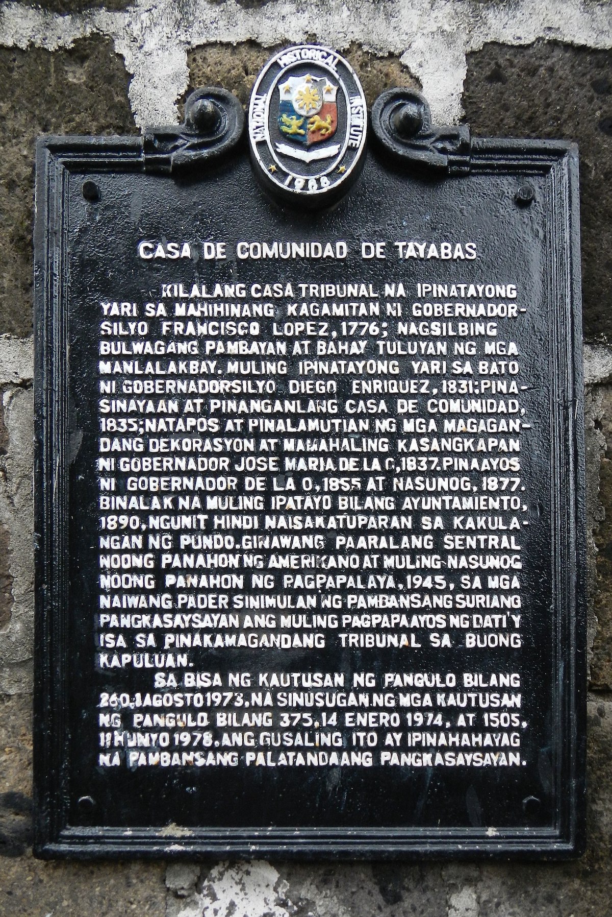Tayabas Casa Comunidad Historic Landmark by the National Historical Institute by Ramon FVelasquez via Wikipedia CC