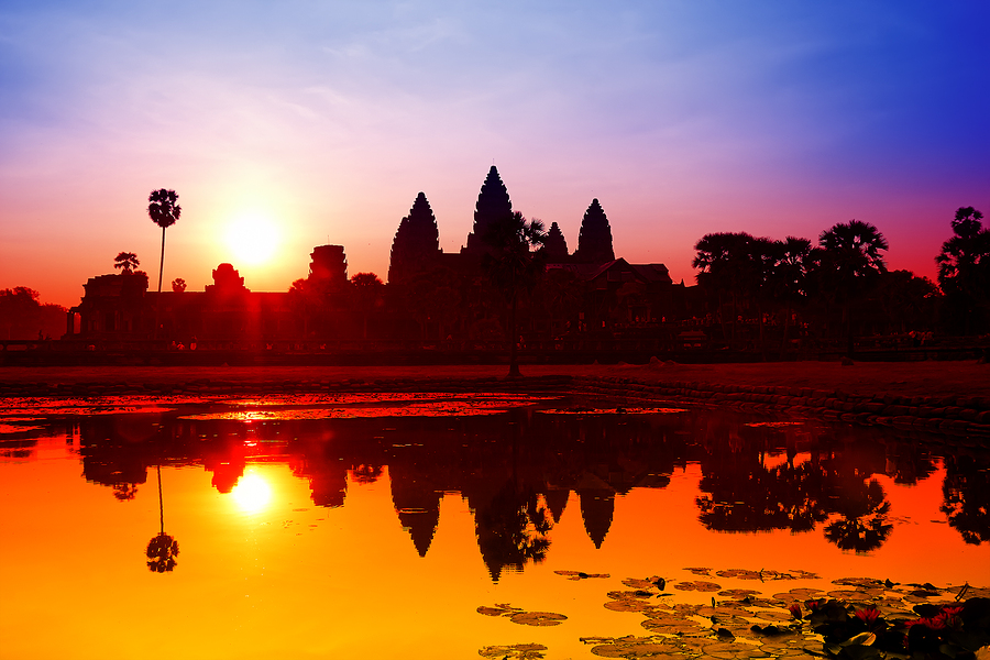 Angkor Wat Sunrise At Siem Reap. Cambodia