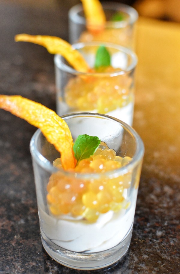 Atis Mousse with Sago in Glass (Custard Apple Mousse with Tapioca Pearl in Glass)