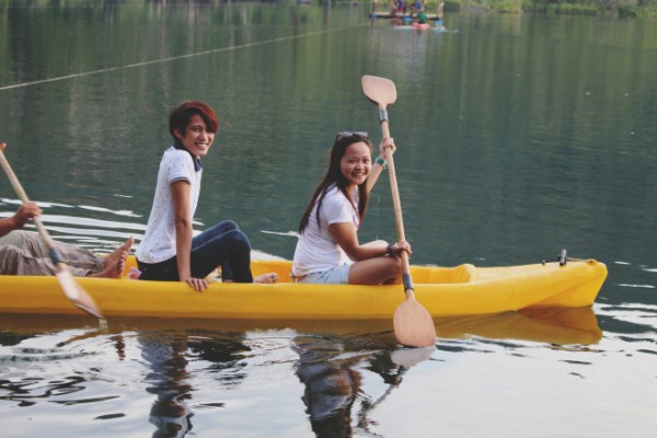 Enjoying the calm waters of Lake Danao