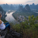 The view over the karst mountains in Xingping China