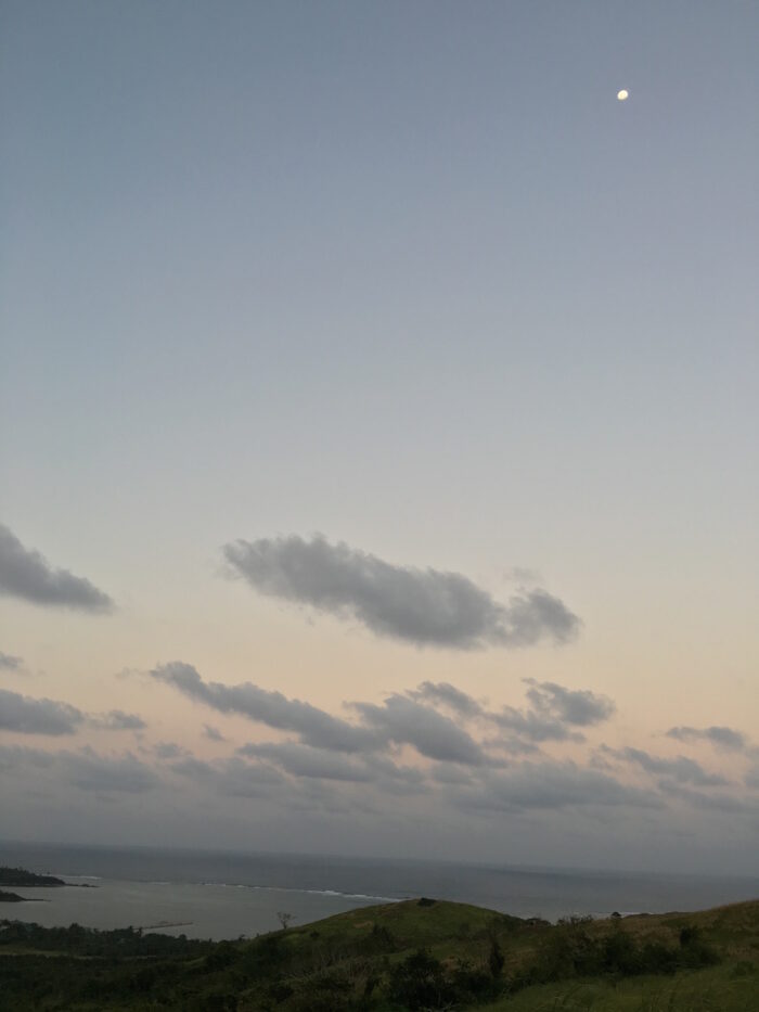 you can see the moon is already up on the other side of the beach