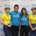 UNICEF Ambassador Gary Valenciano and Celebrity Advocate for Children Anne Curtis with the Cebu Pacific cabin crew