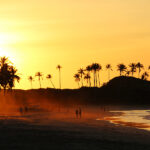 Mystical orange sunset in Nacpan Beach