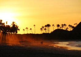 Mystical orange sunset in Nacpan Beach
