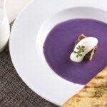 Sweet Purple Potato with Parmesan Cream and Smoke Fish