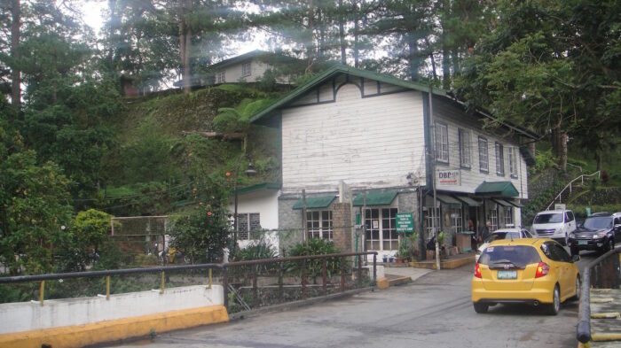 A pre-World War building at the entrance of the camp