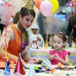 Children enjoying the activities at the Etihad Explorers tea party and children’s activity kit launch event, held at Etihad Airways’ Innovation Training Academy in Abu Dhabi.