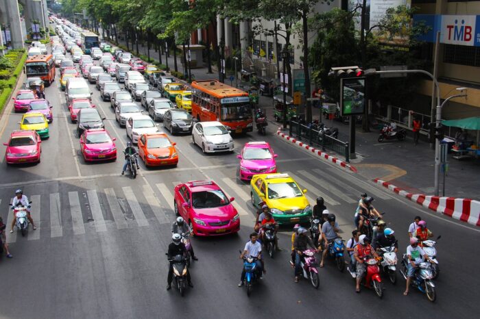 Multi-colored Taxi in Bangkok