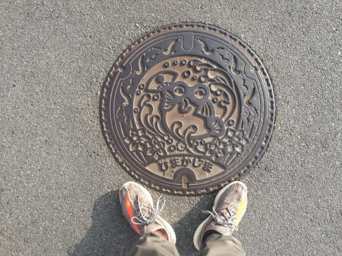 Blowfish designed Manhole in Himaka Island