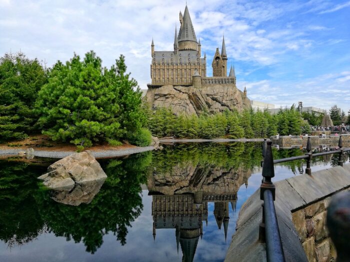 View of Hogwarts Castle from Three Broomsticks Restaurant