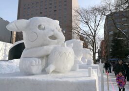 Pikachu Snow Sculpture in Sapporo Japan