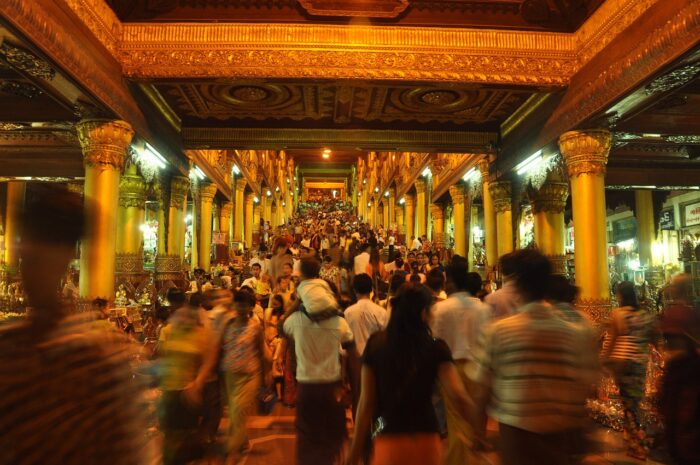 During a local festival in Yangon