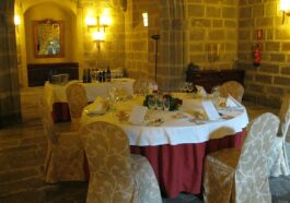 a chapel converted to a private dining room at the Parador