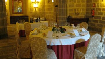 a chapel converted to a private dining room at the Parador