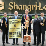 The Executive Committee members of Shangri-La Hotel, Kuala Lumpur, lead by Area General Manager Manfred Weber (centre), celebrating the outstanding achievement. (L-R): Director of Sales & Marketing Cheah Keat Fui, Area Director of Communications Dato’ Rosemarie Wee, Executive Assistant Manager for Rooms Sachin Tyagi, Resident Manager Daniel Kaeflein, Area General Manager Manfred Weber, Director of Engineering Sidharth Chauhan, Area Financial Controller Lim Lian Chee, Executive Chef Olivier Pistre and Executive Assistant Manager for Food & Beverage Christopher Hough.