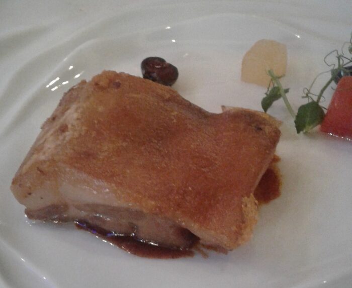 Pork belly with fruit at the fabulous Sa Brisa Gastro Bar