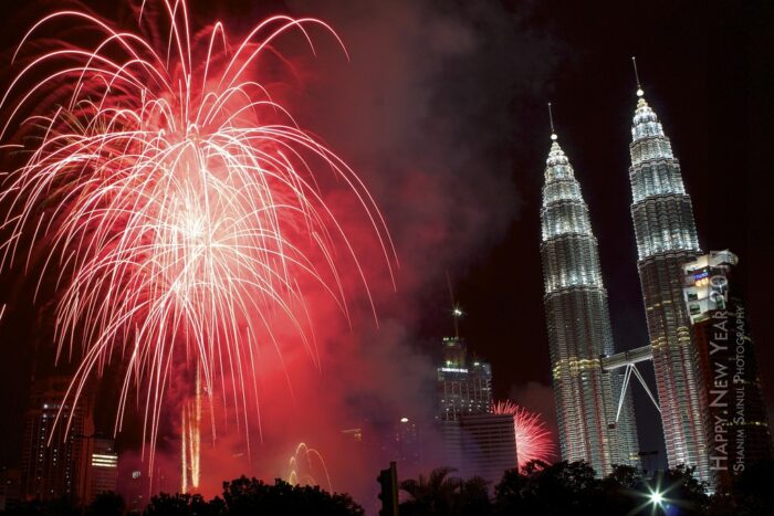 Fireworks display near the Petronas Tower. [Image Credit: Shanim Sainul/Flickr]