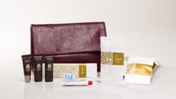 Etihad Airways Christian Lacroix female amenity bag and contents