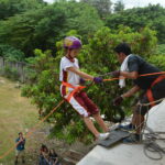 doing wall rappelling