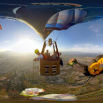 Twinz Acrobatic Paragliders jumping from a hot air balloon