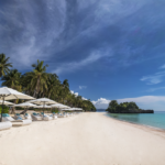 The beach of Mövenpick Boracay. The resort boasts a 200 meter private beach, the longest single stretch of beach in the island.