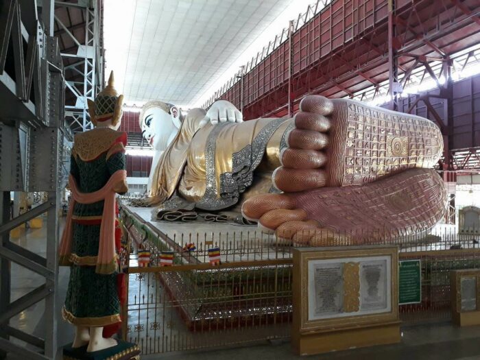 Upon entering the Chauk Htat Gyi Pagoda, go to the right side towards the feet of Buddha so you can have a good spot for photo opp.