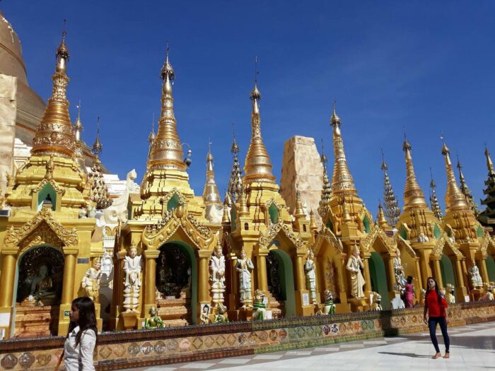 Even the small stupas in Shwedagon Pagoda are gold plated