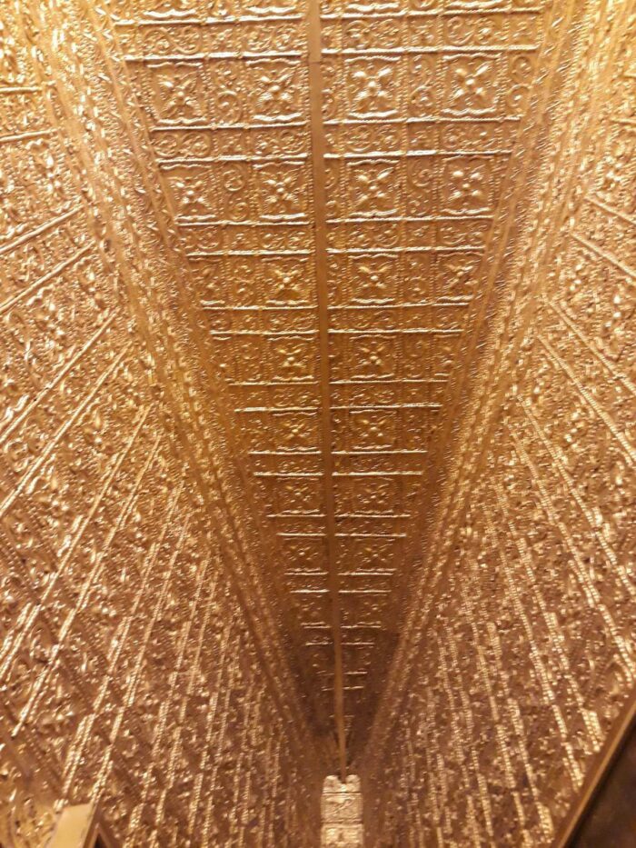 Gold plated ceiling in Botataung Pagoda.