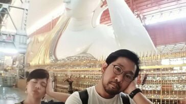 Sonny and I in Chauk Htat Gyi Pagoda in Yangon
