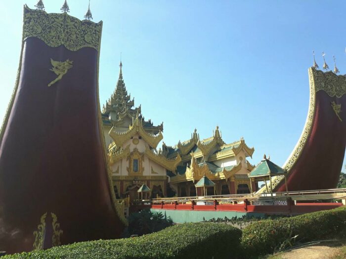 Visit Karaweik Palace in Kandawgyi Park. This is a floating restaurant which also has cultural show. This is open only for dinner.