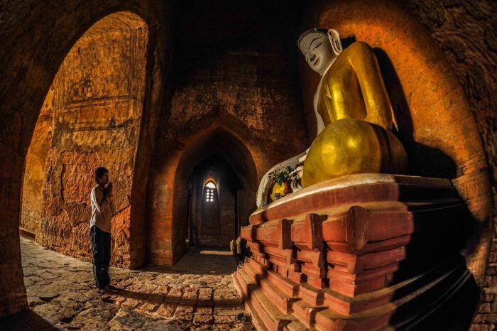 Inside a temple in Old Bagan