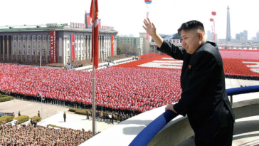 Kim Jong-un at Kim Il-sung Square in Pyongyang