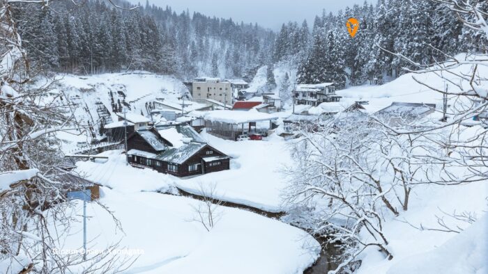 Ginzan onsen hot spring town in Yamagata, Japan