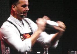 Hungarian bartender Zolton Nagy of Botique Bar in Budapest creating a mixed drink to pair