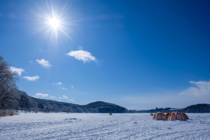 The frozen Abashiri Lake in Hokkaido
