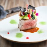 Black Angus Beef Tenderloin with Pan-seared Duck Liver, Cherry and Black Truffle Sauce