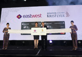 EastWest SEVP & Head of Consumer Lending Cluster Jacqueline Fernandez, Singapore Airlines VP Loyalty Marketing Ryan Pua at the seatbelt ceremony of the co-branded card