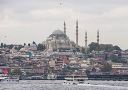 The city’s iconic Blue Mosque stands tall over its surroundings. It is called as such because of the blue tiles covering its interior walls.
