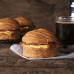 Bacon, Egg and Gouda Cheese on Croissant Bun