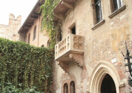 Juliet's purported balcony, in Verona. Beneath it, on the walls, there are love letters.