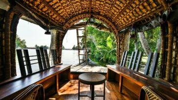 Inside a boathouse in Kerala