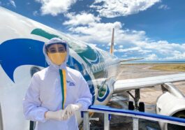 Cebu Pacific Airline crew in full PPE