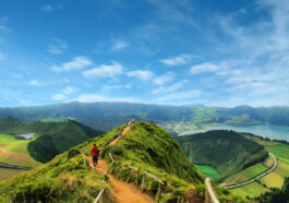 Walking path leading to a view on the lakes of Sete Cidades, Azores, Portugal photo via DepositPhotos.com