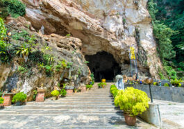 Entrance view of the Kek Lok Tong which is located at Gunung Rapat in the south of Ipoh via Depositphotos