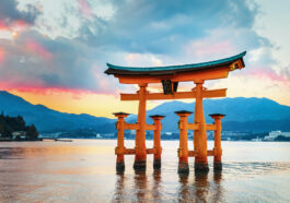 Itsukushima Floating Torii Gate in Hiroshima photos by Depositphotos