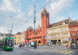Marktplatz with the Rathaus in Basel photo via Depositphotos